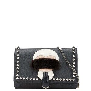 FENDI Black Leather Shoulder Bag